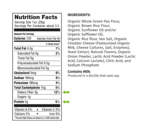 Nutrition Facts White Cheddar
