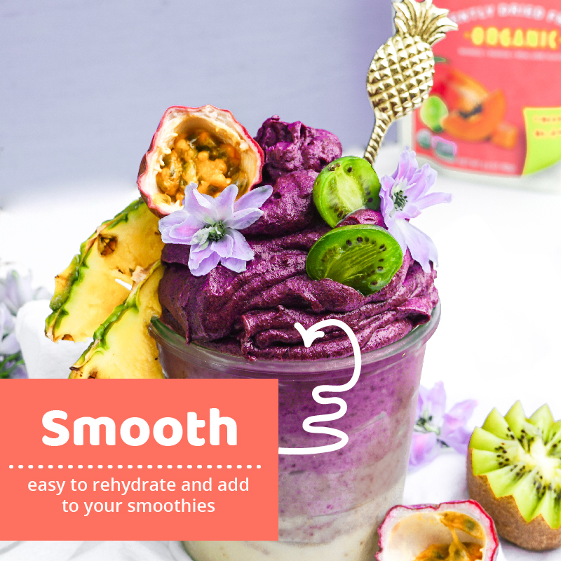 smoothie with fresh fruit and flowers